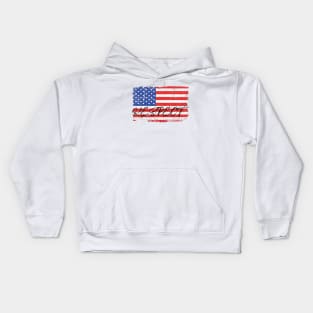 Respect America on a worn flag Kids Hoodie